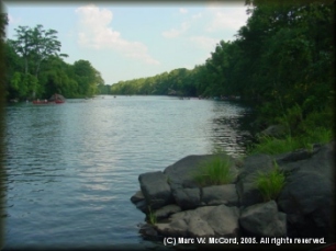 Looking downriver from the Mountain Fork Park boat ramp