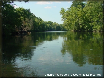 The scenic Lower Mountain Fork River below US Highway 70