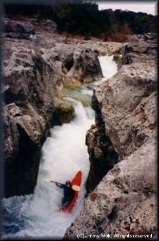 Steve Daniel going over the 3rd drop of the Blanco Narrows