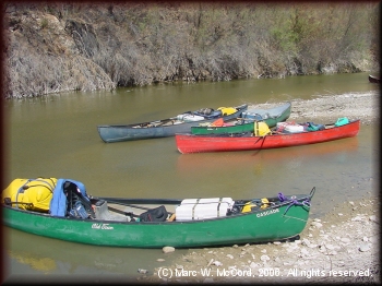 Canoes loaded for an Upper Canyons expedition