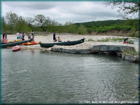 Illegal bridge/dam 6 miles below Second Crossing